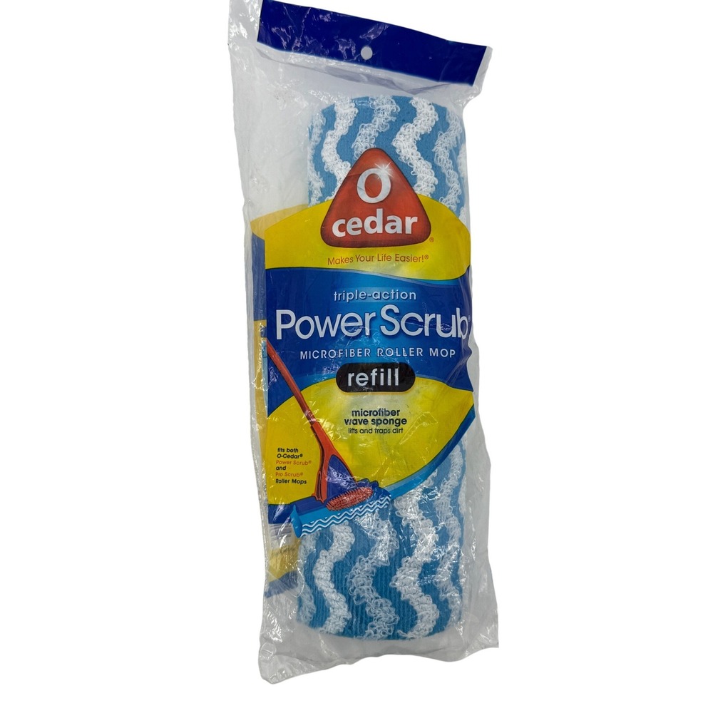 O Cedar Triple Action Power Scrub Microfiber Roller Mop Sponge Refill New Sealed